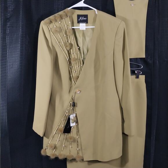 NWT! MILANO! STUNNING CELERY GREEN BERIBBONED & BEADED 3 PC SUIT SET! SZ 16 - Picture 3 of 16